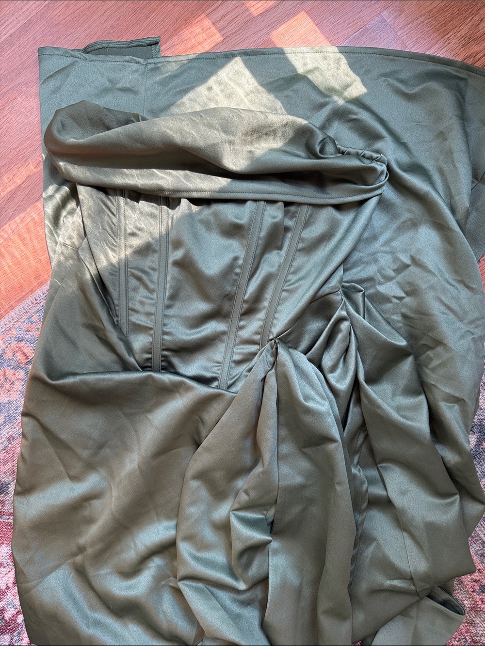 Gown, PrettyLittleThing, Olive Asymmetrical Dress